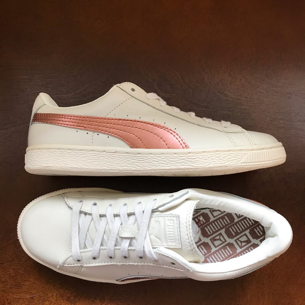Puma Basket Classic, White / Rose Gold Men's 5.5
